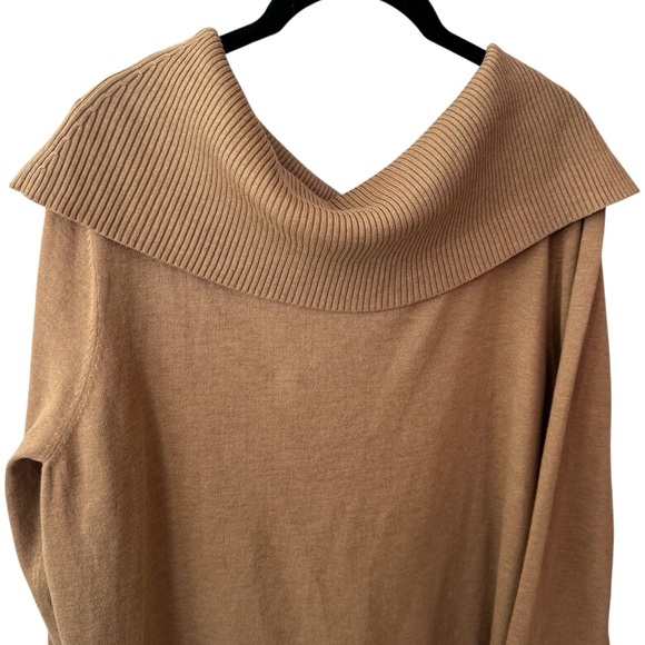 NEW Chico’s Camel Colored Cowl Neck Cozy Holiday Sweater Granola Girl Size XL - Picture 6 of 10